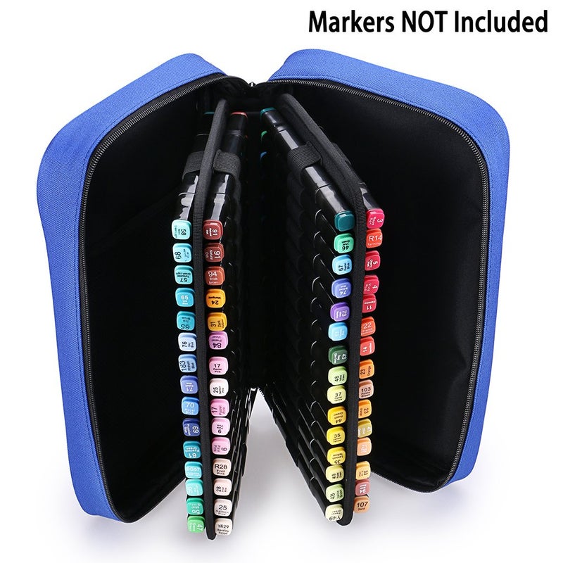 BTSKY Art Marker Carrying Case Lipstick Organizer-60 Slots Canvas Zippered Markers Storage for Prismacolor Touch Spectrum Noir Paint Sharpie Markers, Empty Wallet Only (Blue) - Image 5